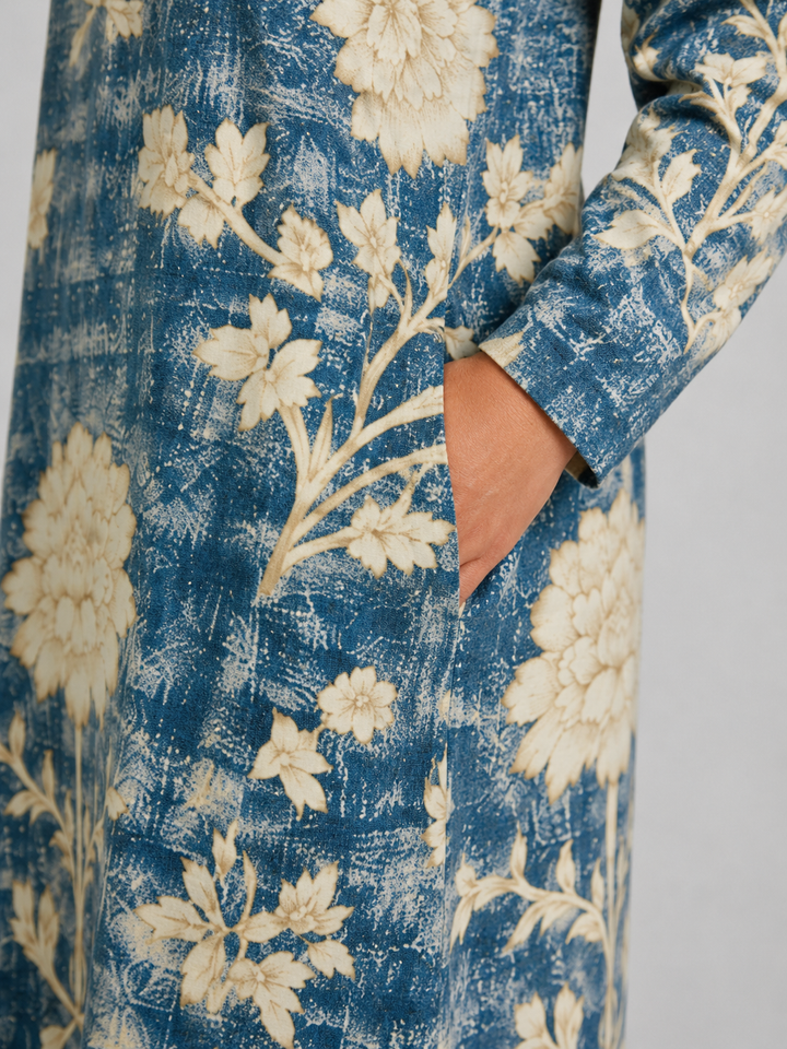Women's Linen Look Midi Dress with Pockets – Flattering Relaxed Fit