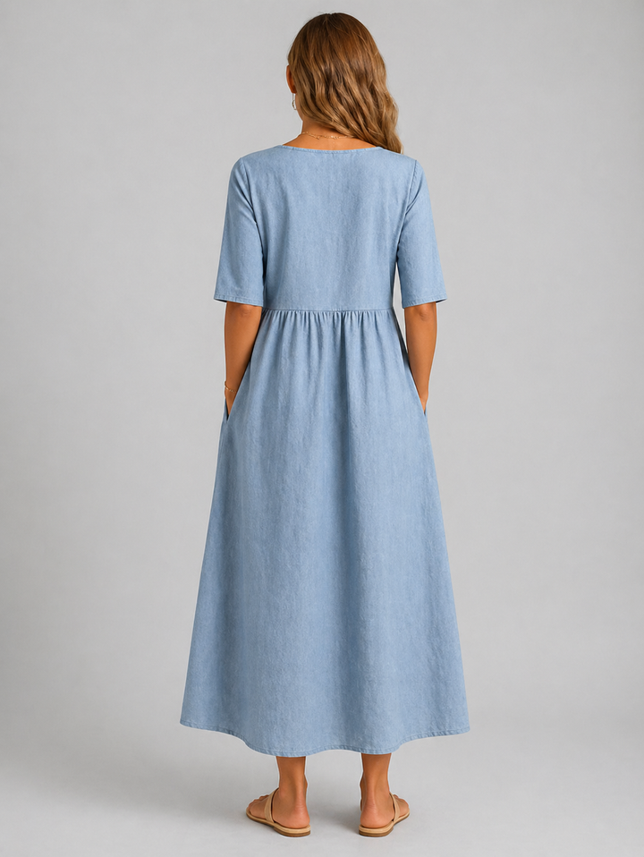 Women’s Linen Look Midi Dress – Flattering Style
