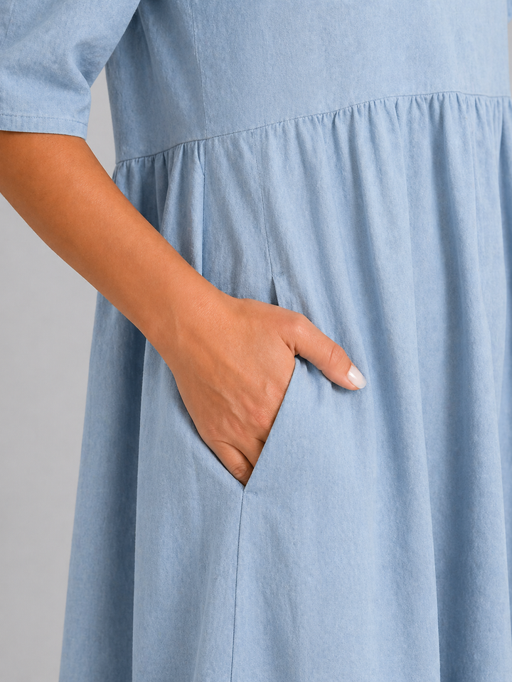 Women’s Linen Look Midi Dress – Flattering Style