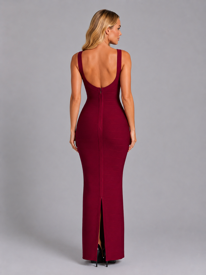 Women’s Metallic Bandage Maxi Dress - Sculpting Evening Gown