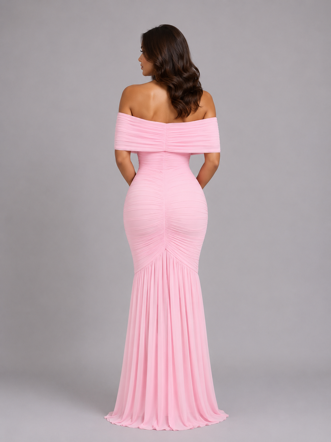Women's Off-Shoulder Ruched Bodycon Maxi Dress – Sculpted Fit