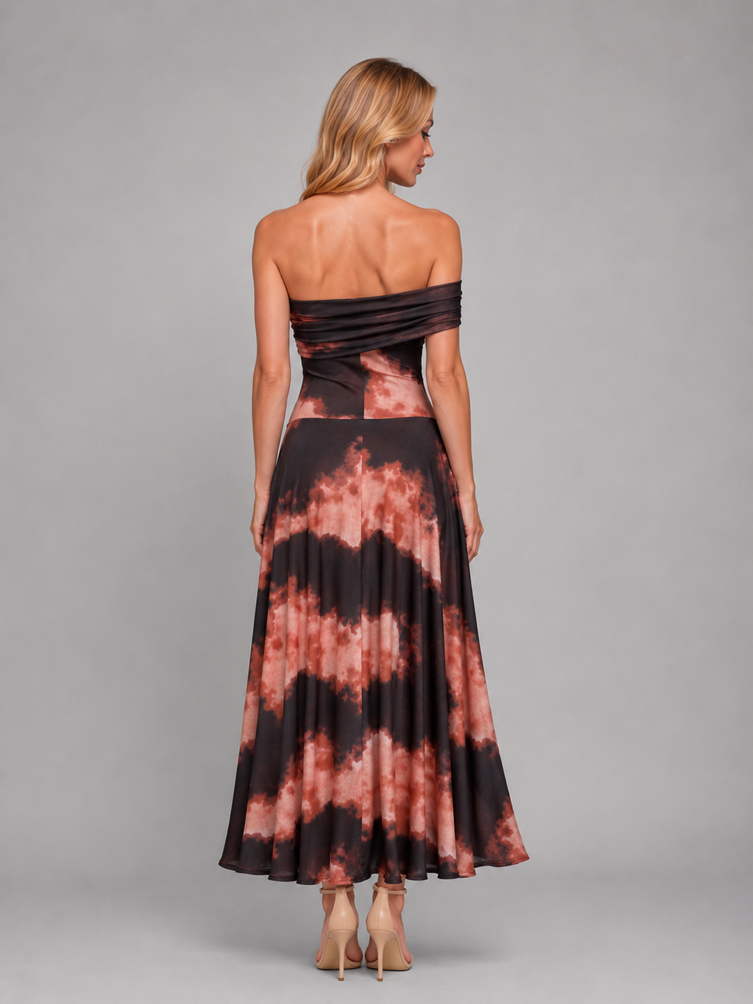 Women's One-Shoulder Printed Maxi Dress – Flowing Silhouette