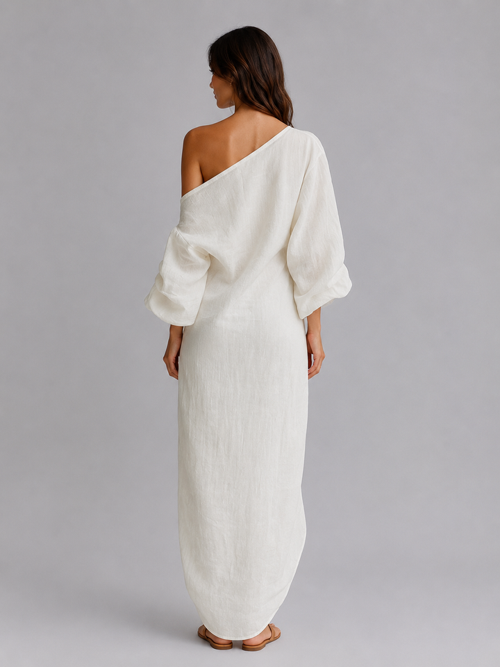Women's One Shoulder Maxi Dress – Relaxed Draped Fit