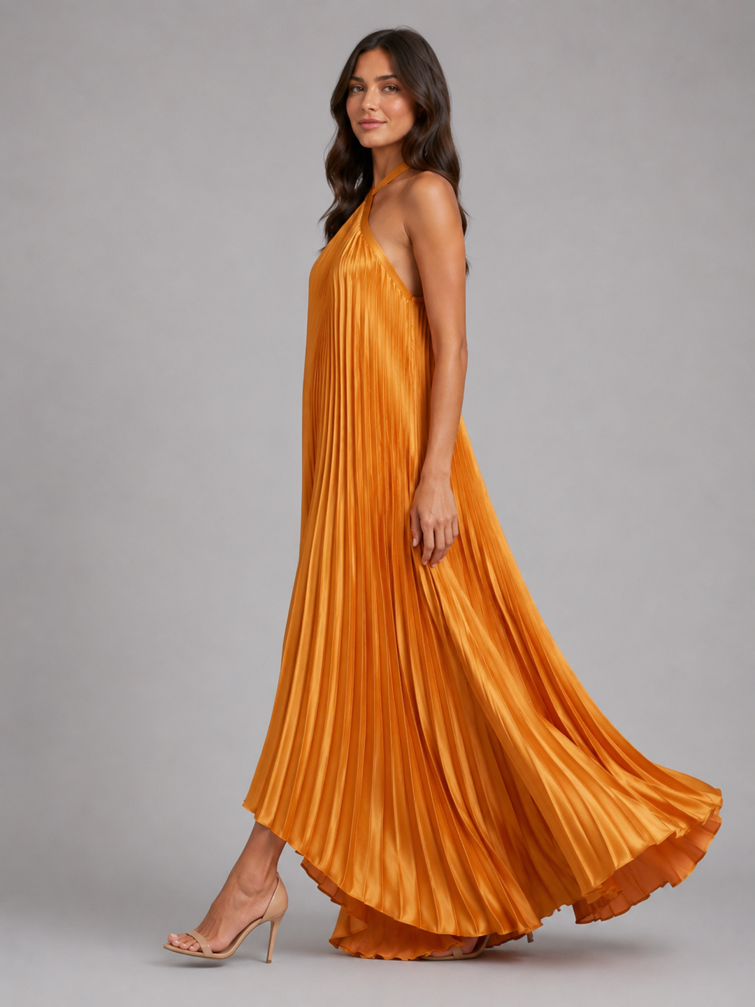 Women’s Pleated Halterneck Maxi Dress – Summer Occassion Style