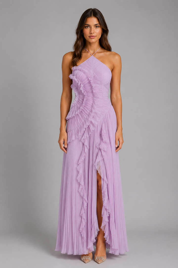 Cordelia Pleated Halter Dress
