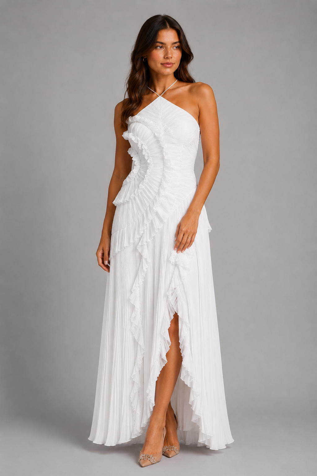 Cordelia Pleated Halter Dress