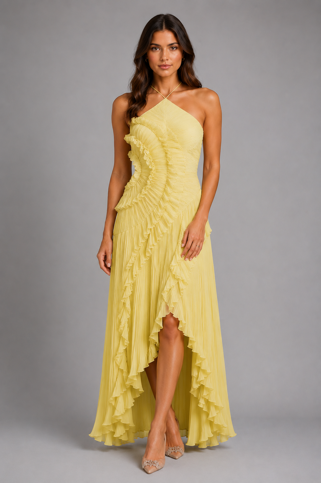 Cordelia Pleated Halter Dress