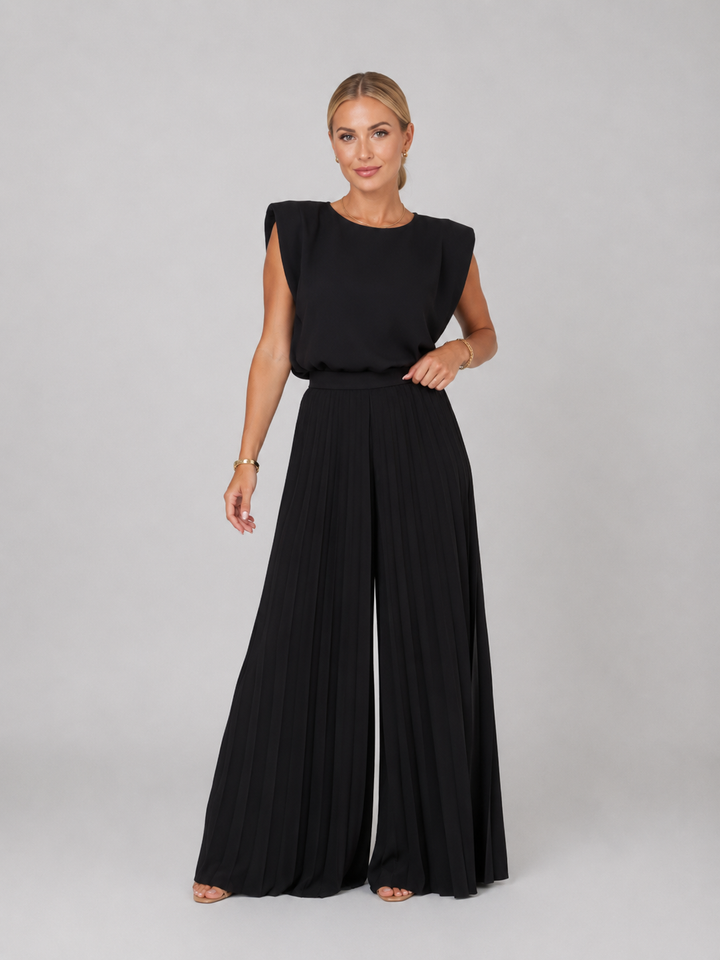 Women’s Pleated Wide Leg Trouser Set – Elegant Relaxed Style