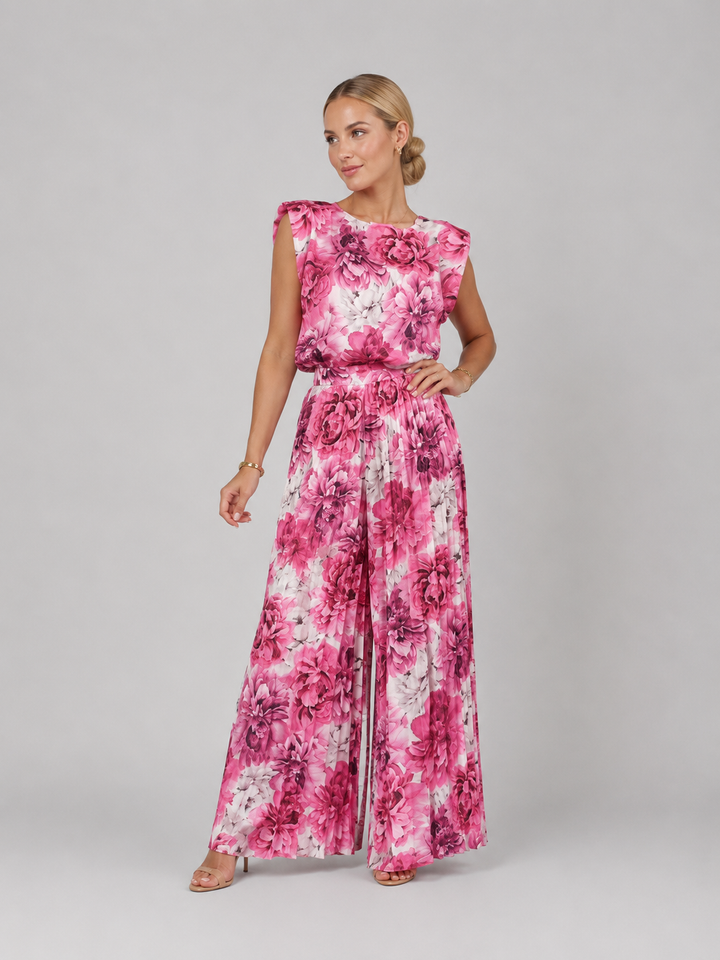 Women’s Pleated Wide Leg Trouser Set – Elegant Relaxed Style
