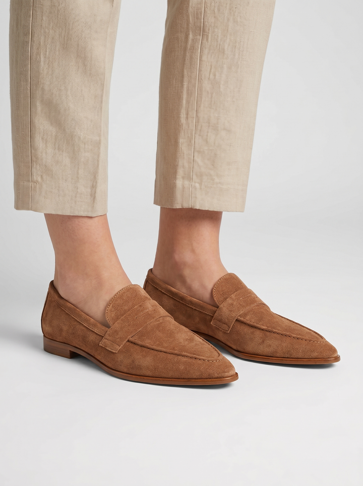 Women’s Pointed Comfort Loafers – Suede Style