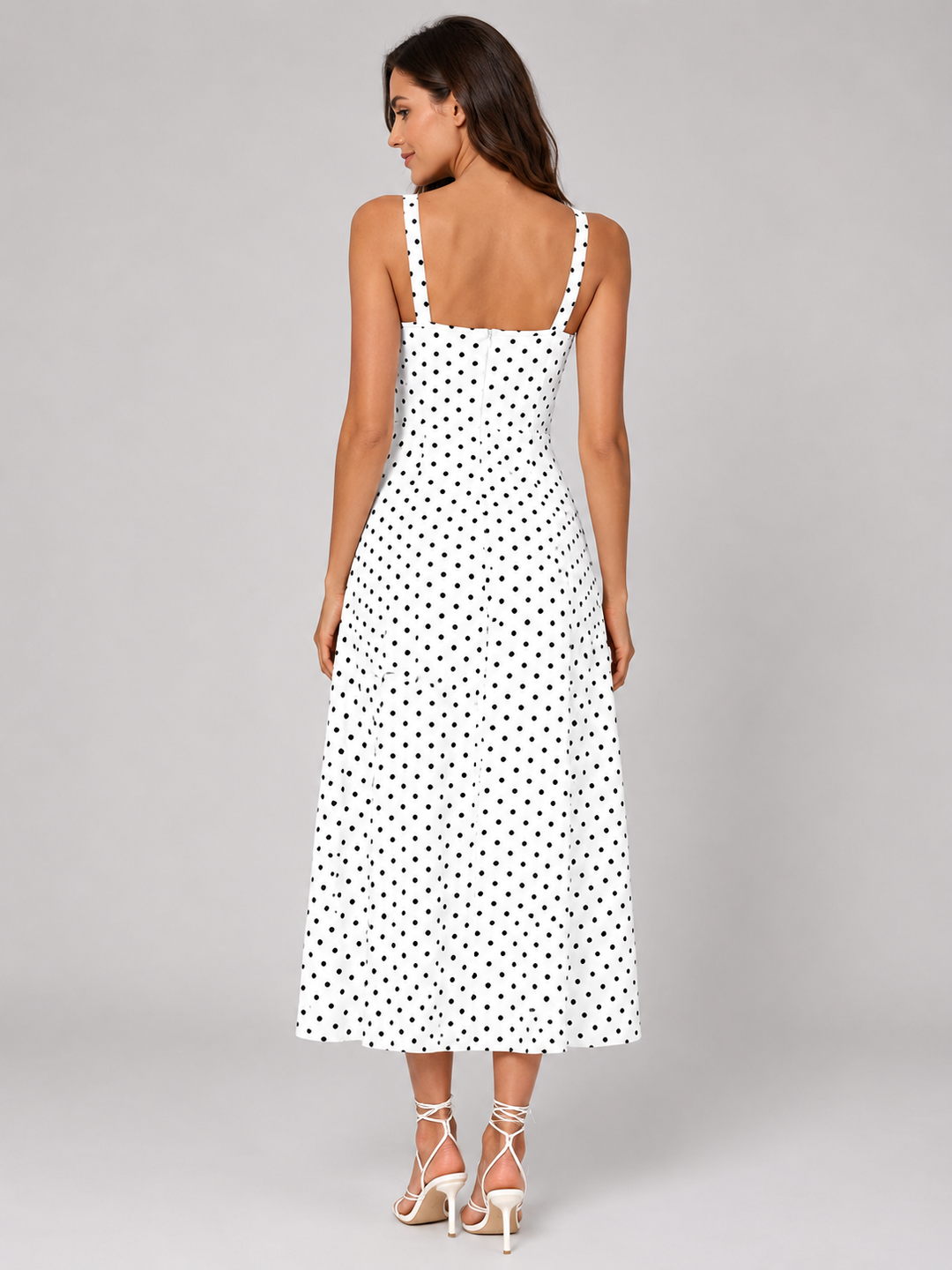 Women’s Polka Dot Midi Dress – Summer Holiday Style