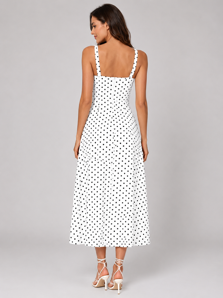 Women’s Polka Dot Midi Dress – Summer Holiday Style