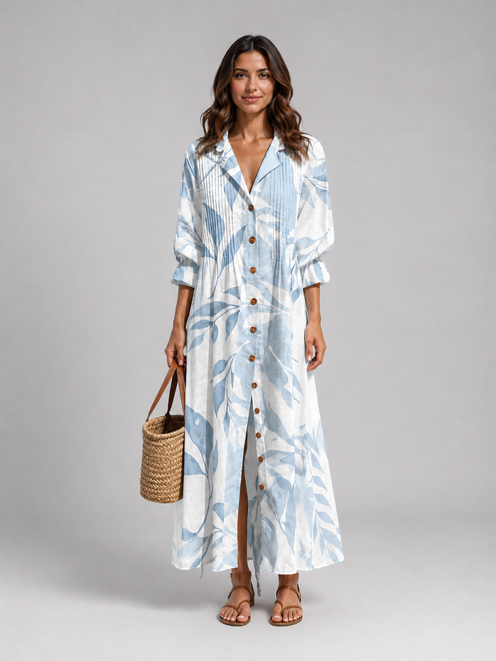 Women’s Printed Shirt Maxi Dress – Relaxed Flattering Fit