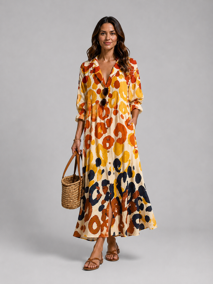 Women’s Printed Shirt Maxi Dress – Relaxed Flattering Fit
