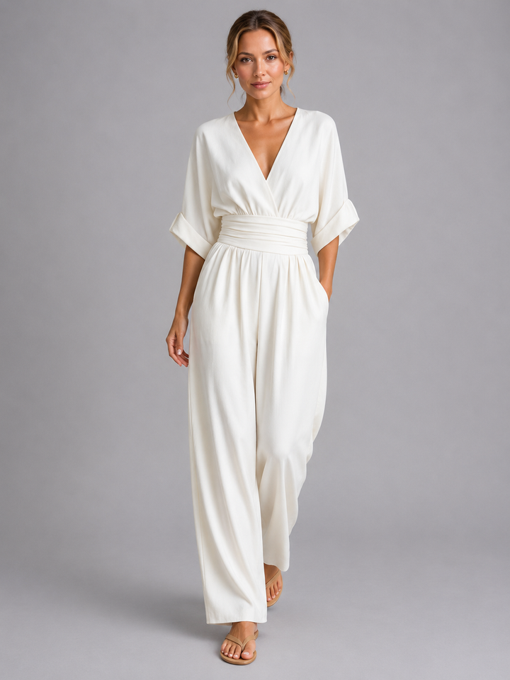 Women’s Relaxed Fit Wide-Leg Jumpsuit – Cinched Waist Style