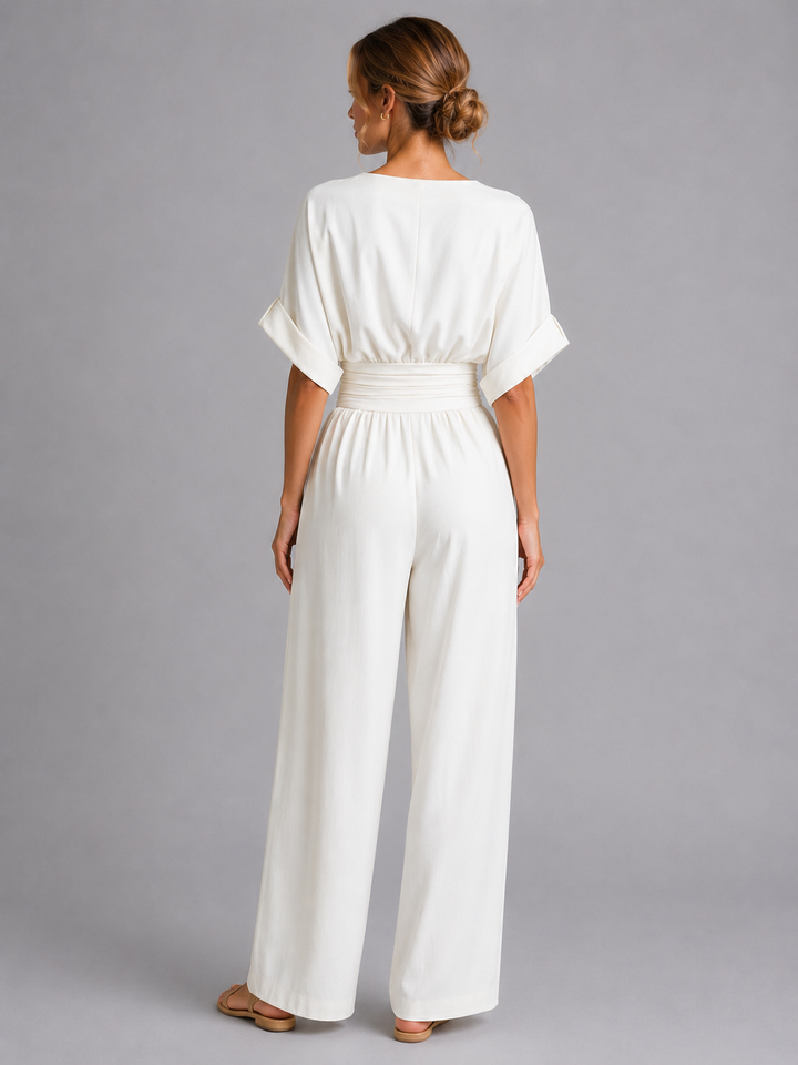 Women’s Relaxed Fit Wide-Leg Jumpsuit – Cinched Waist Style