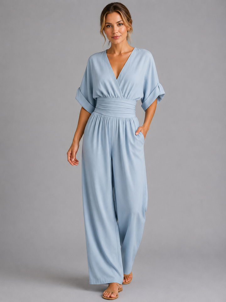 Women’s Relaxed Fit Wide-Leg Jumpsuit – Cinched Waist Style