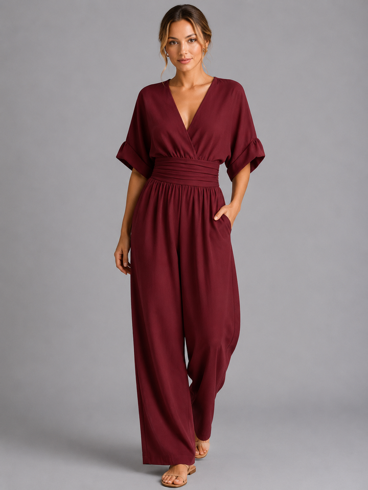Women’s Relaxed Fit Wide-Leg Jumpsuit – Cinched Waist Style