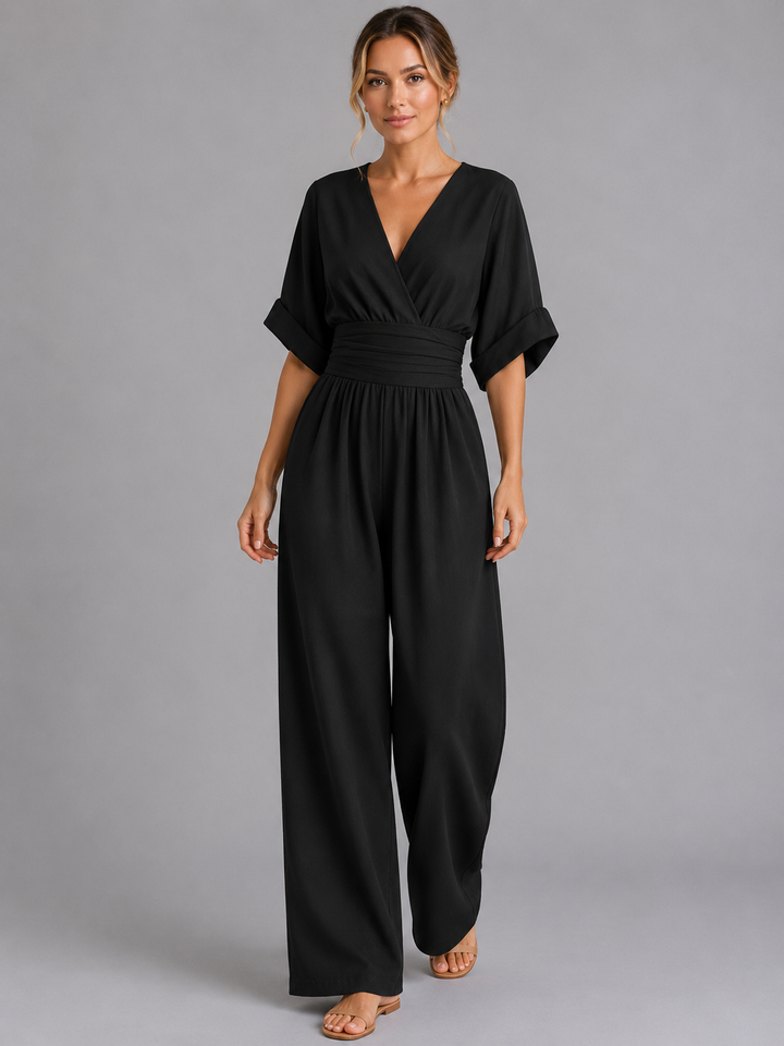 Women’s Relaxed Fit Wide-Leg Jumpsuit – Cinched Waist Style