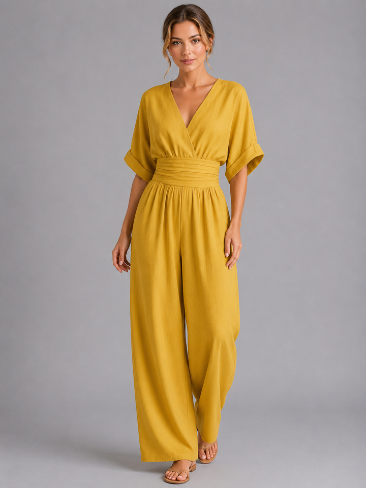 Women’s Relaxed Fit Wide-Leg Jumpsuit – Cinched Waist Style