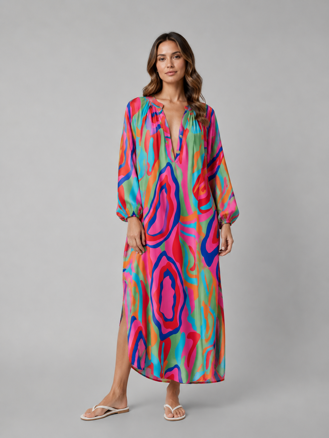 Women's Relaxed Print Maxi Dress – Flattering Summer Holiday Style