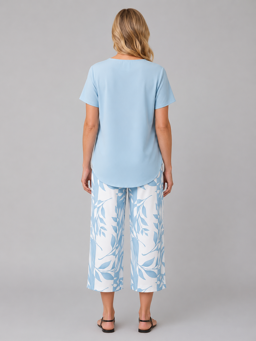 Women's Relaxed Two-Piece Set – Layered Top & Wide Leg Trousers