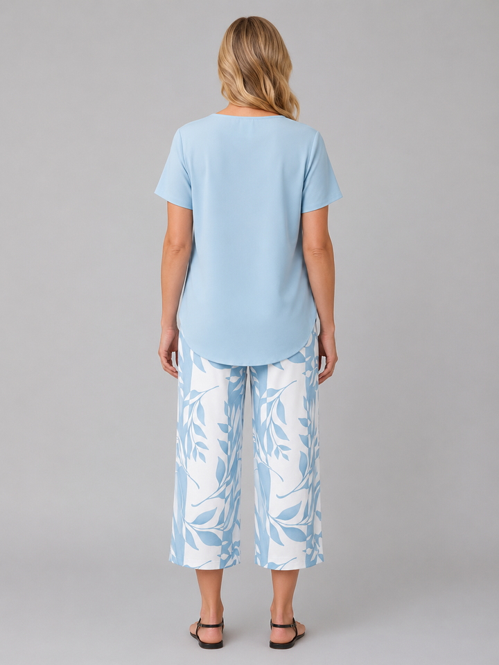 Women's Relaxed Two-Piece Set – Layered Top & Wide Leg Trousers