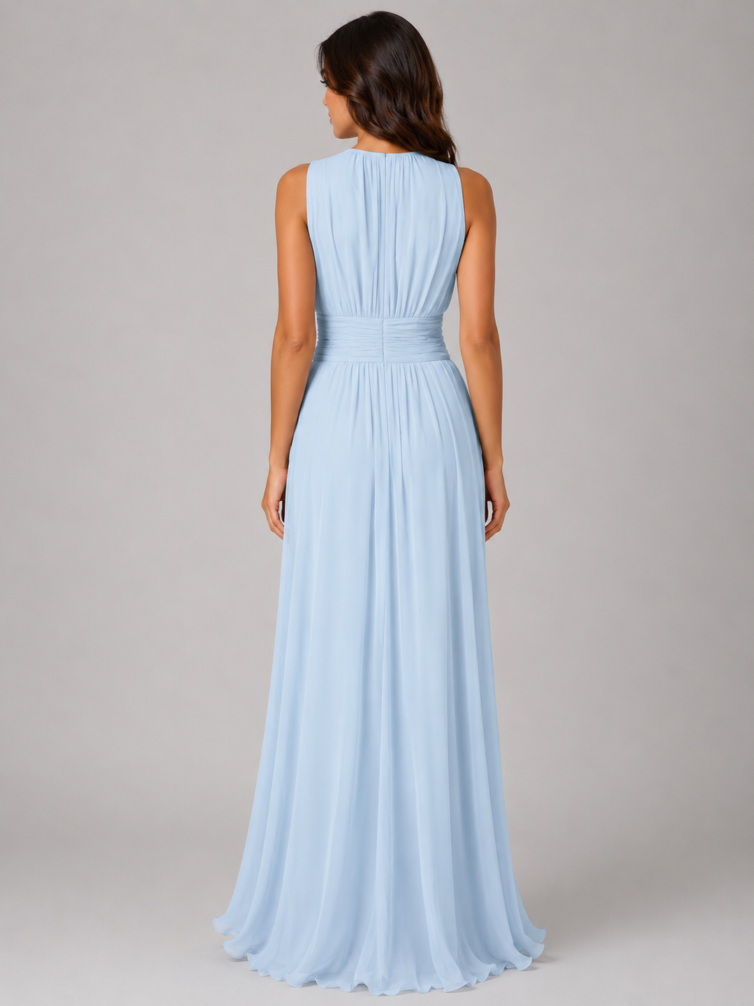 Women’s Ruched Chiffon Maxi Dress – Flowing Silhouette