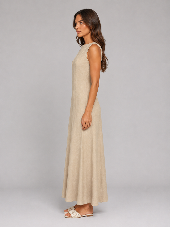 Women’s Ruched Sleeveless A-Line Maxi Dress – Relaxed Summer Style