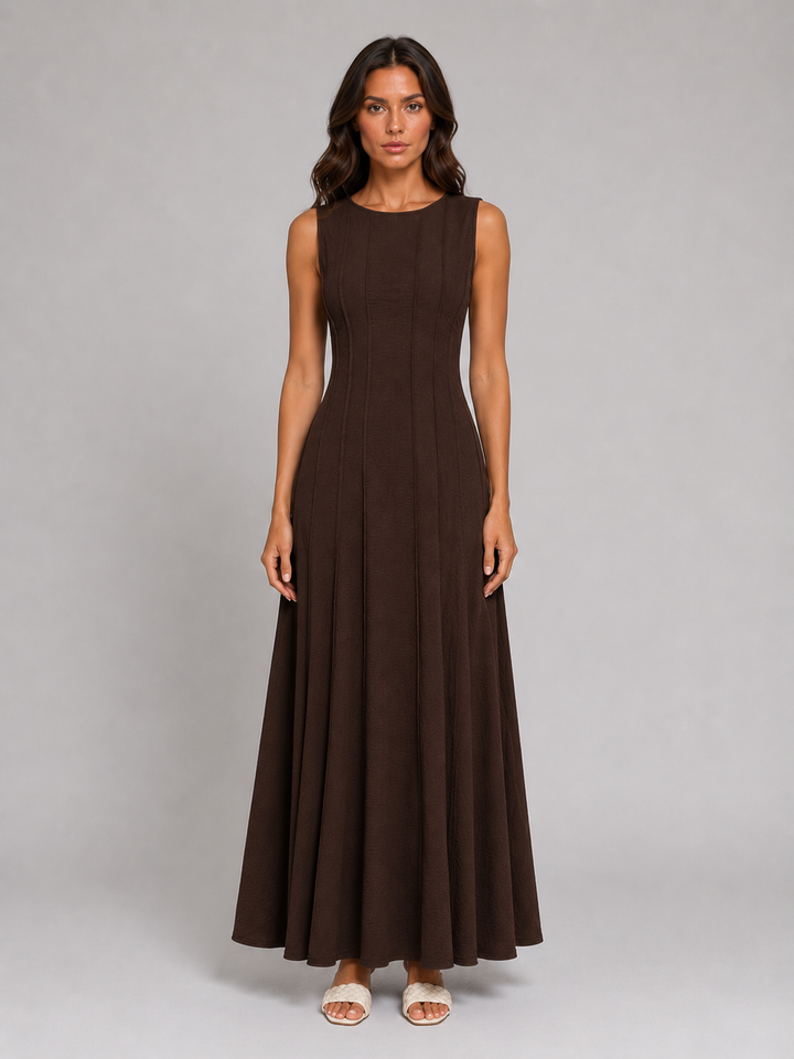 Women’s Ruched Sleeveless A-Line Maxi Dress – Relaxed Summer Style