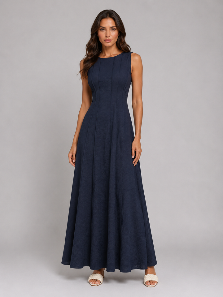 Women’s Ruched Sleeveless A-Line Maxi Dress – Relaxed Summer Style