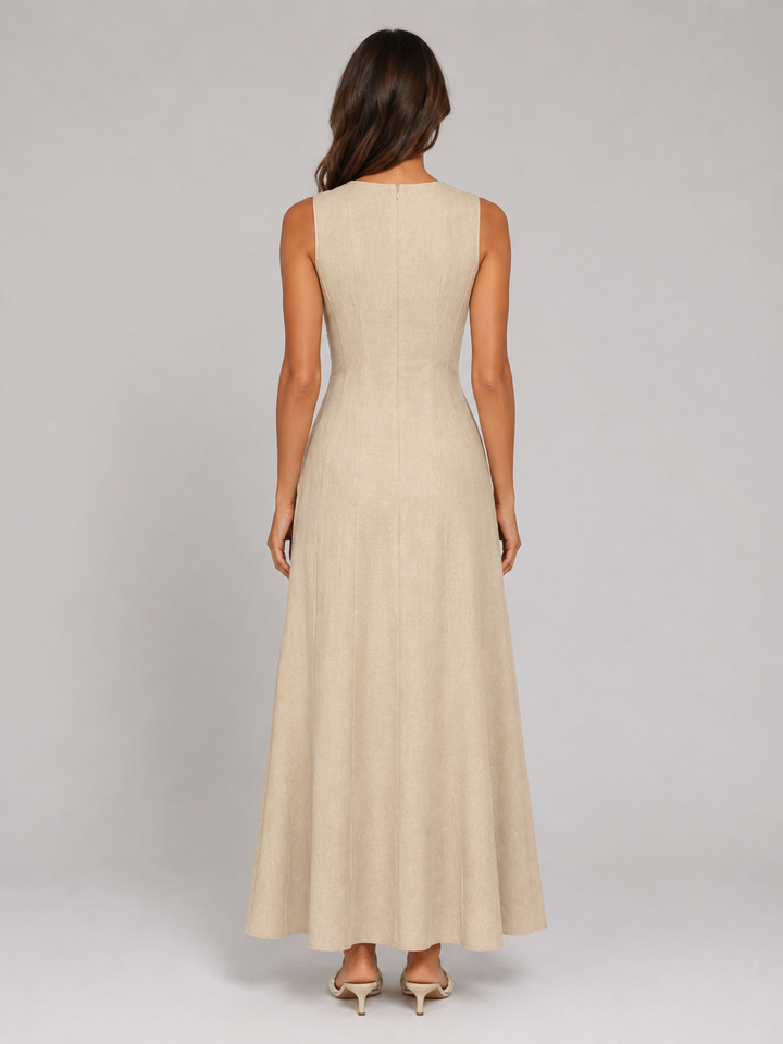 Women’s Ruched Sleeveless A-Line Maxi Dress – Relaxed Summer Style
