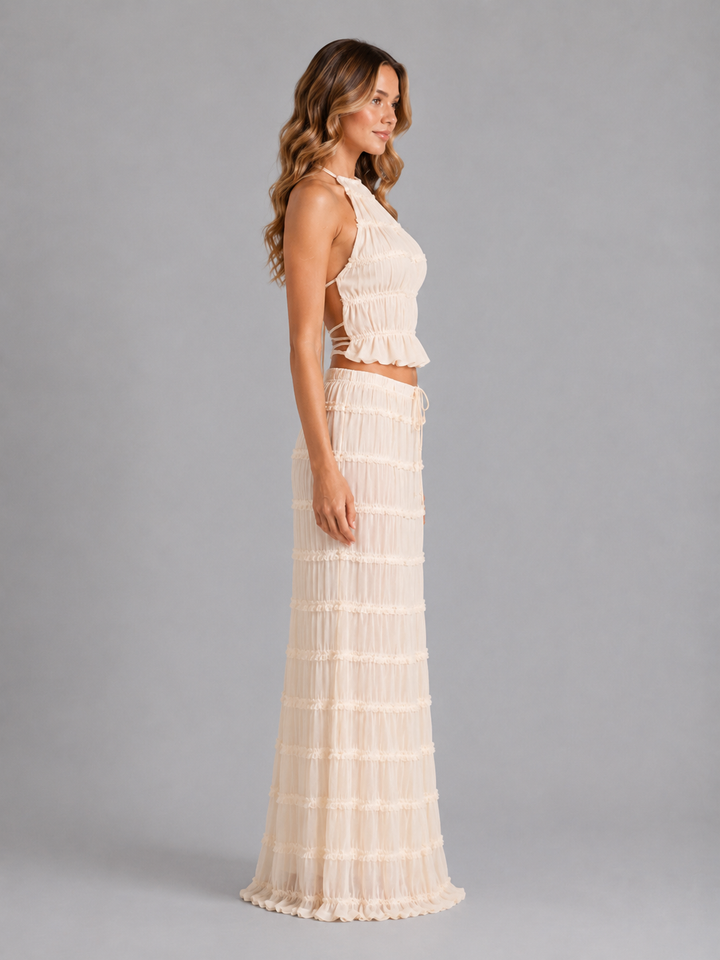 Women's Ruffle Textured Two-Piece Set – Summer Holiday Style