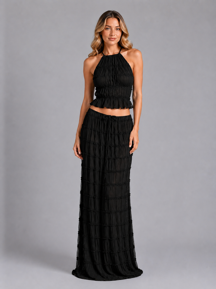 Women's Ruffle Textured Two-Piece Set – Summer Holiday Style