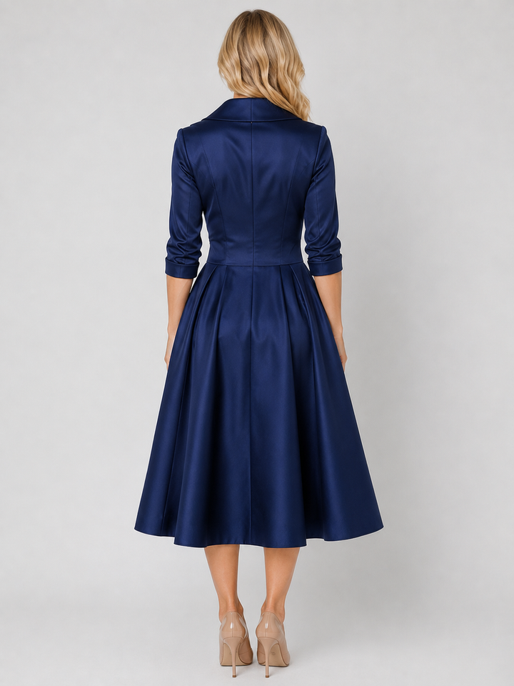 Women’s Satin Feel Midi Dress – Elegant Wrap Style