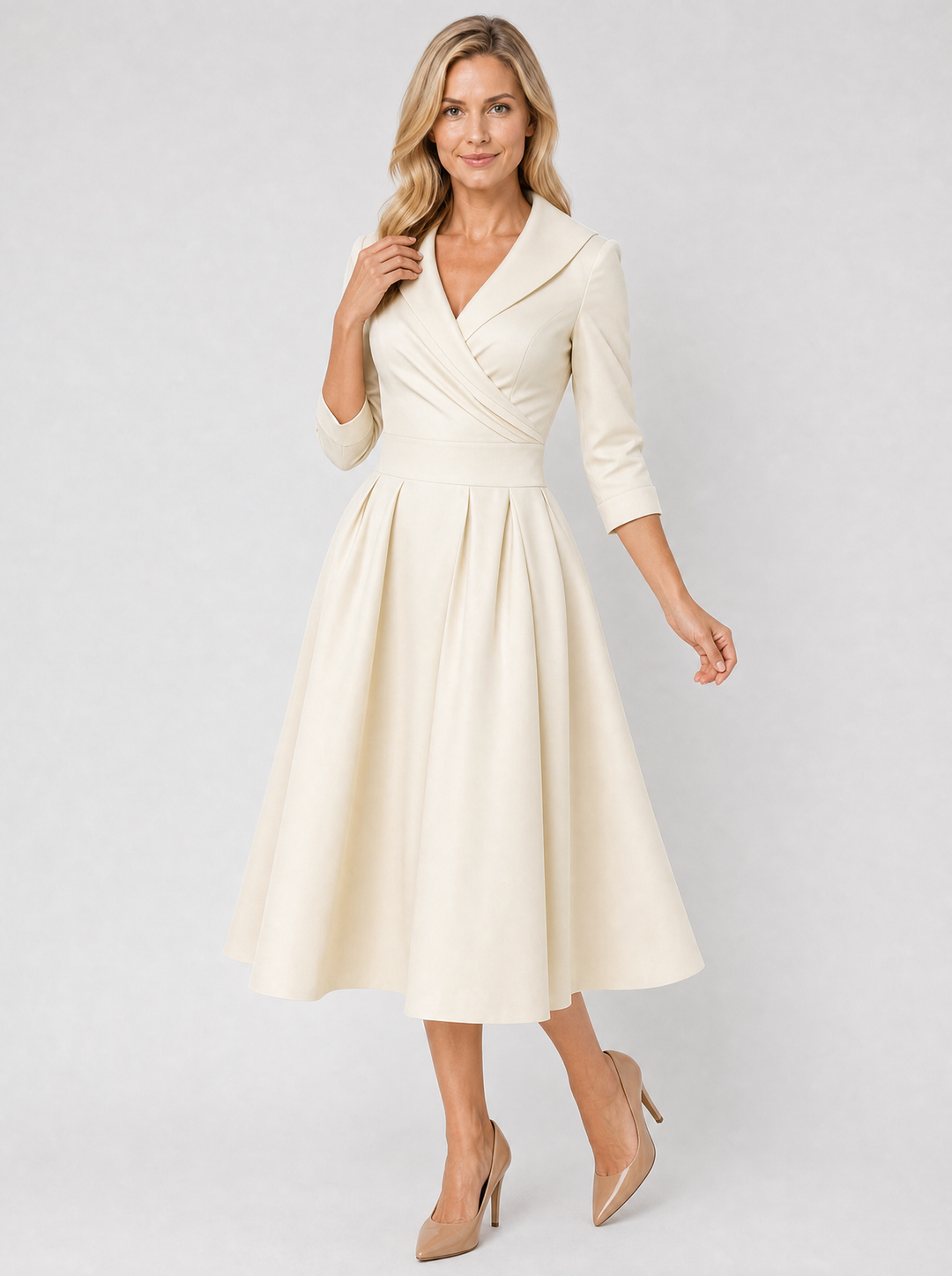 Women’s Satin Feel Midi Dress – Elegant Wrap Style