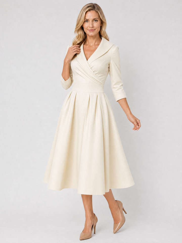 Women’s Satin Feel Midi Dress – Elegant Wrap Style