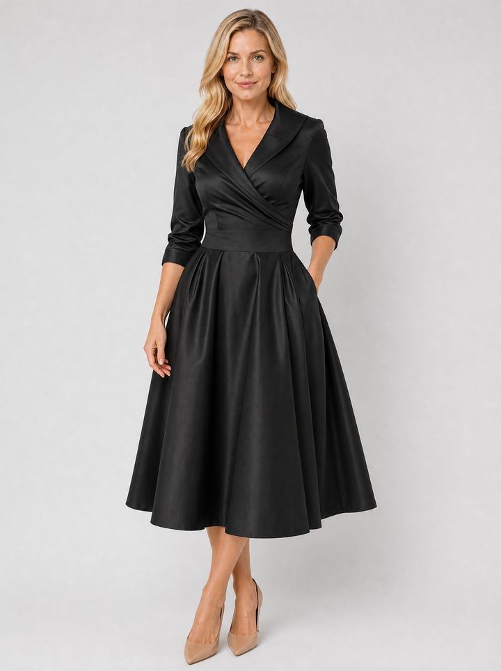 Women’s Satin Feel Midi Dress – Elegant Wrap Style