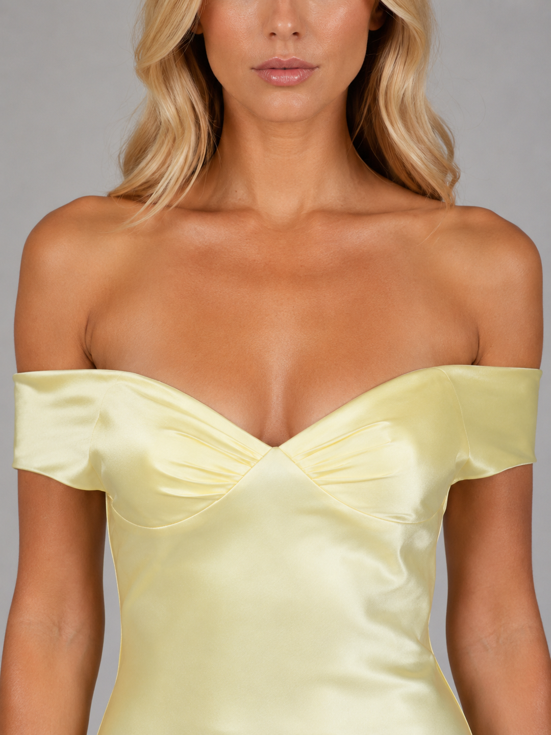 Women’s Satin Feel Off Shoulder Maxi Dress – Wedding Guest Gown