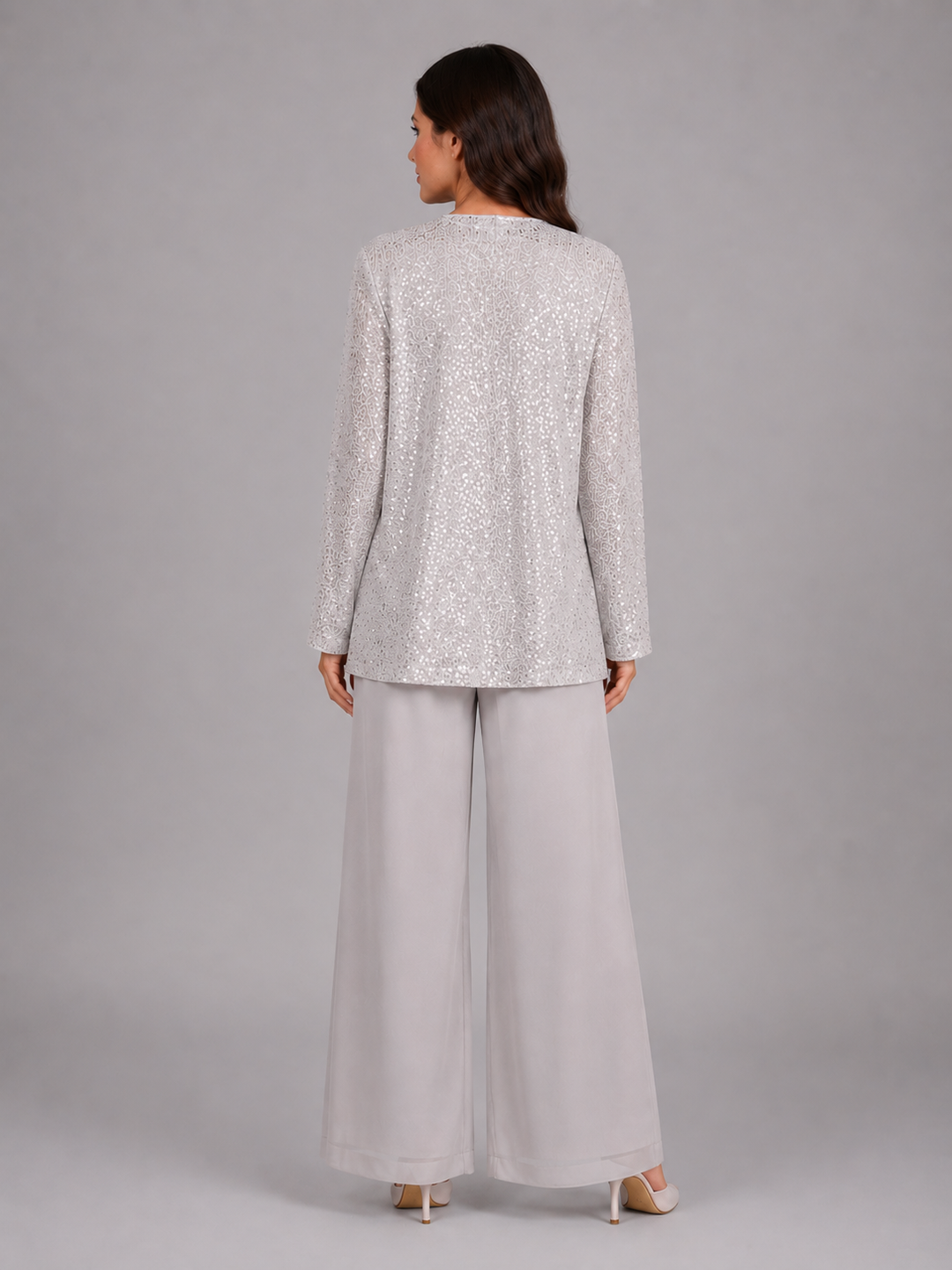 Women's Sequin Three-Piece Trouser Set – Elegant Occasion Co-Ord
