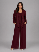 Women's Sequin Three-Piece Trouser Set – Elegant Occasion Co-Ord