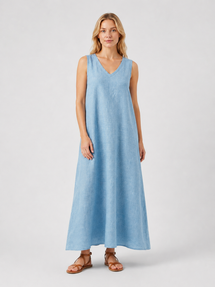 Women’s Sleeveless A-Line Maxi Dress – Relaxed Summer Elegance
