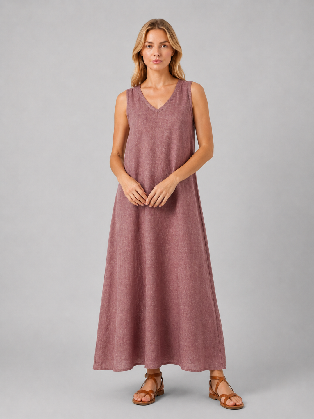 Women’s Sleeveless A-Line Maxi Dress – Relaxed Summer Elegance