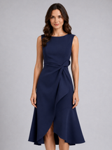 Women's Sleeveless Pleated Midi Dress – Sculpted Waist