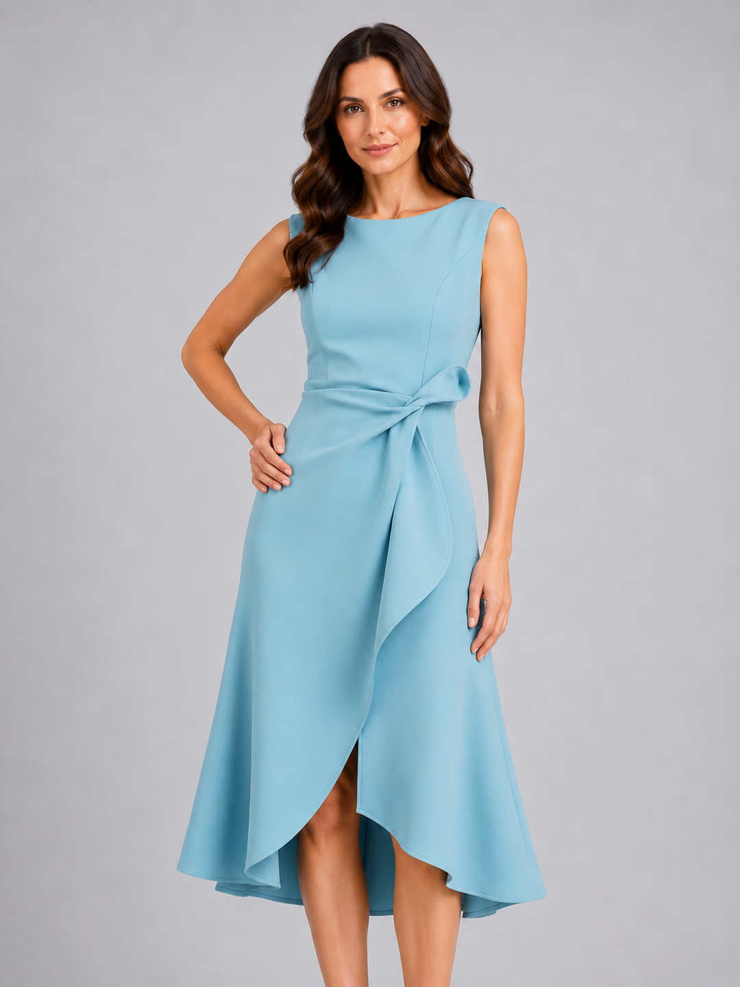 Women's Sleeveless Pleated Midi Dress – Sculpted Waist