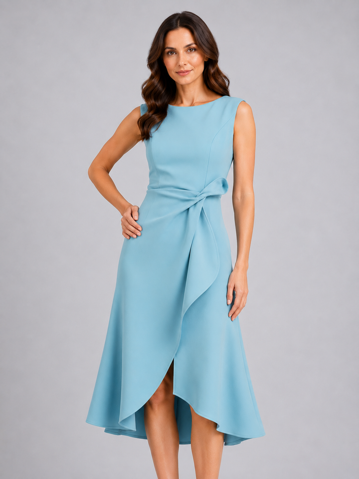 Women's Sleeveless Pleated Midi Dress – Sculpted Waist