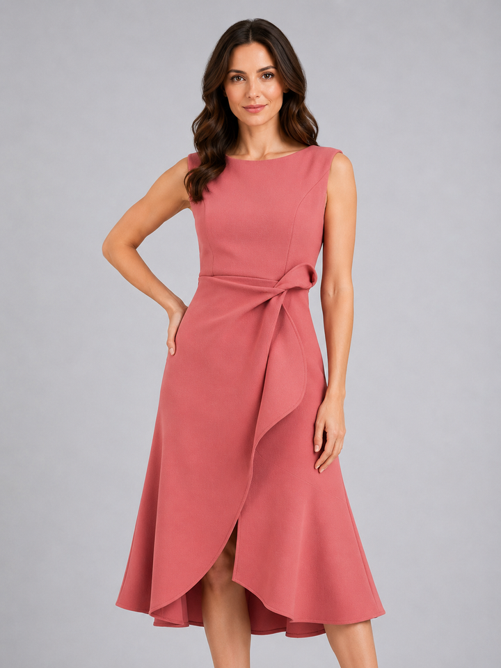Women's Sleeveless Pleated Midi Dress – Sculpted Waist