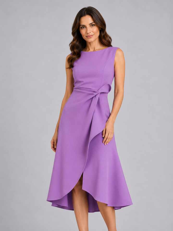 Women's Sleeveless Pleated Midi Dress – Sculpted Waist