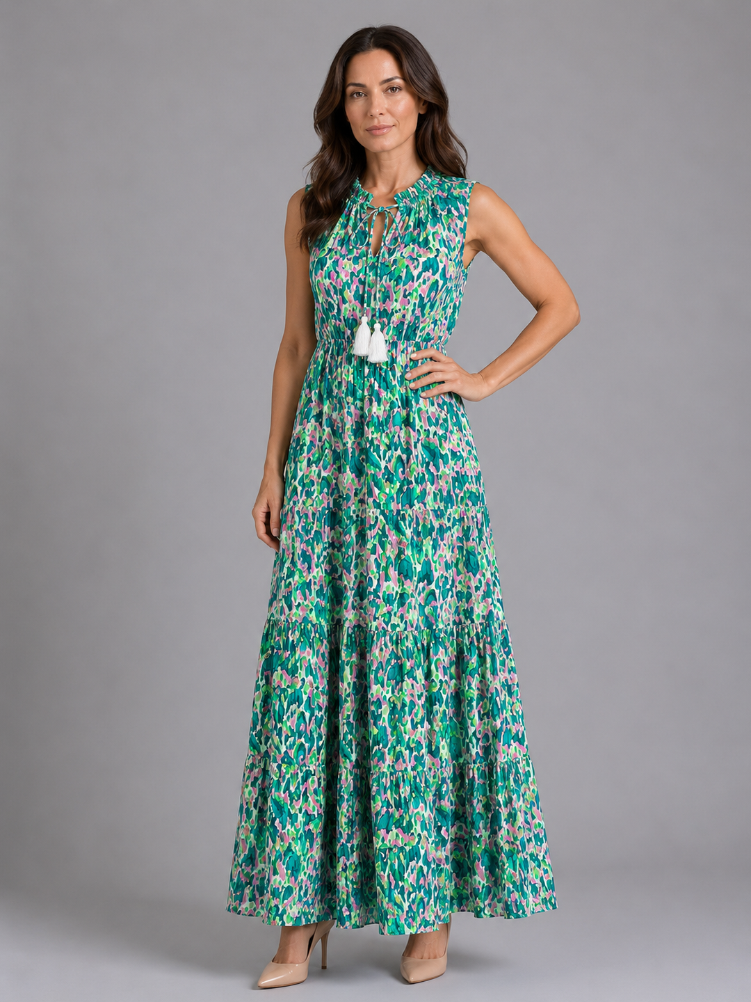 Women's Sleeveless Tiered Maxi Dress – Summer Holiday Style