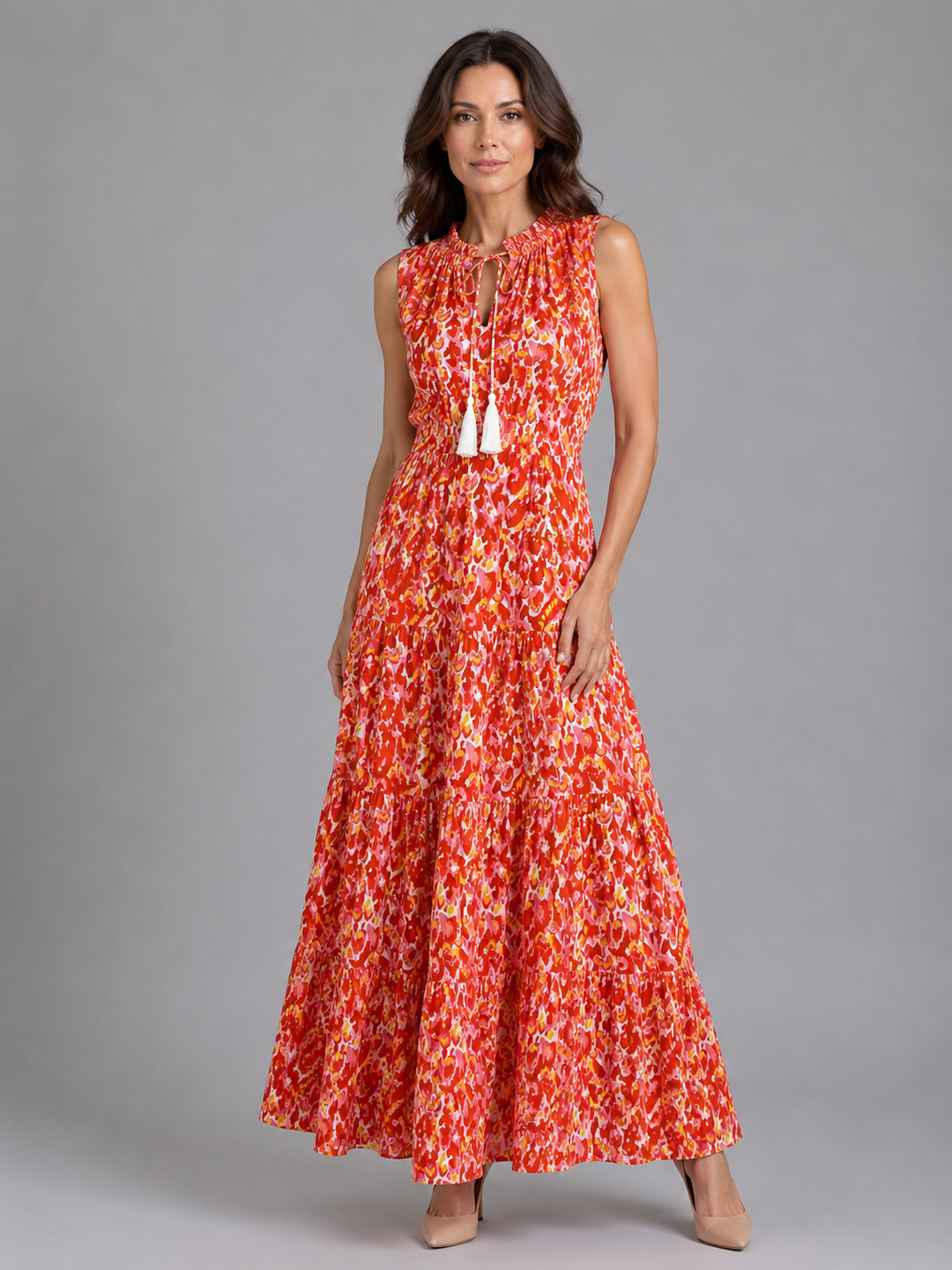 Women's Sleeveless Tiered Maxi Dress – Summer Holiday Style